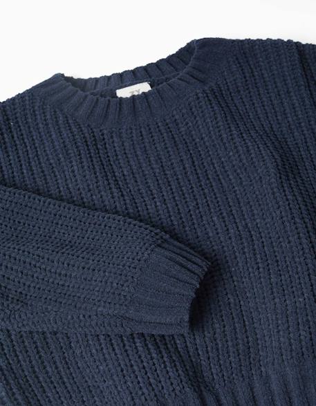 Pull en maille chenille à épaules tombantes Blanc+Bleu foncé+Vert 6 - vertbaudet enfant 
