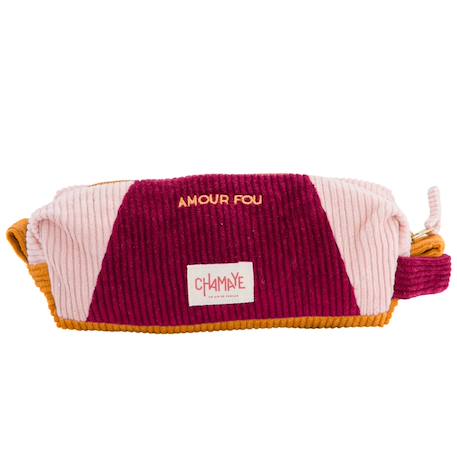 Trousse scolaire en velours high five Bleu marine+Rose 9 - vertbaudet enfant 