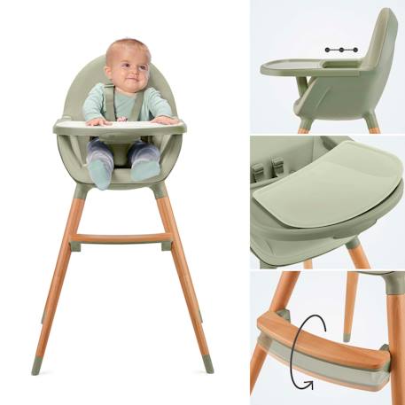 Chaise Haute Kinderkraft FINI 2 2 en 1 avec Plateau Réglable, Harnais 5 Points, Repose-Pieds et Assise en Éco-Cuir Beige+Bleu+Gris+Vert 21 - vertbaudet enfant 