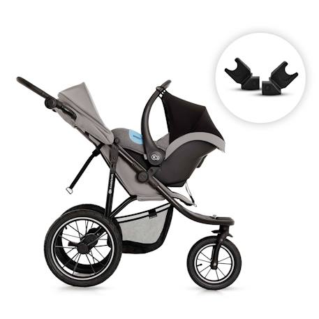 Poussette Tout-Terrain Kinderkraft HELSI 2 avec 3 Roues Gonflables Amorties, Dossier Allongé et Poignée Réglable Gris+Noir 4 - vertbaudet enfant 