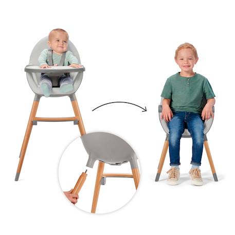 Chaise Haute Kinderkraft FINI 2 2 en 1 avec Plateau Réglable, Harnais 5 Points, Repose-Pieds et Assise en Éco-Cuir Beige+Bleu+Gris+Vert 14 - vertbaudet enfant 