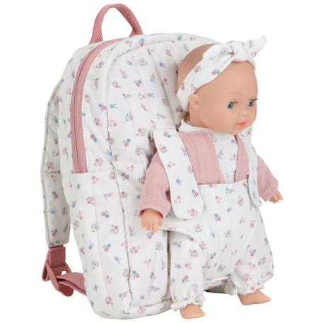 Sac à dos porte bébé pour poupée Rose, bleu, blanc 5 - vertbaudet enfant 