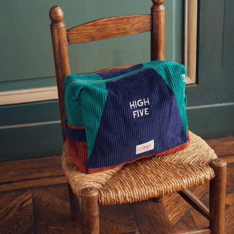 Trousse de toilette en velours high five Bleu marine+Rose 2 - vertbaudet enfant 