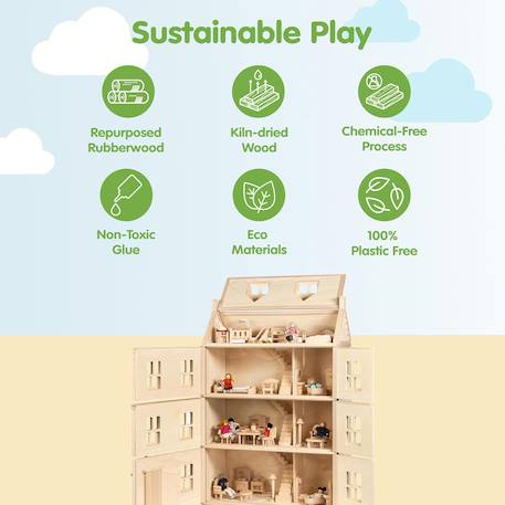 Grande maison de poupées victorienne Beige 5 - vertbaudet enfant 