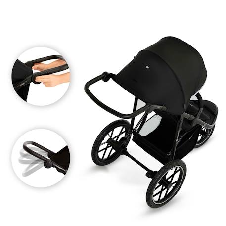 Poussette Tout-Terrain Kinderkraft HELSI 2 avec 3 Roues Gonflables Amorties, Dossier Allongé et Poignée Réglable Gris+Noir 11 - vertbaudet enfant 