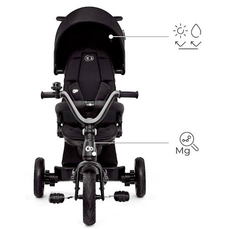 Tricycle Évolutif Kinderkraft EASYTWIST 5 en 1 avec Siège Rotatif 360°, Roues PU Increvables et Capote UPF50+ Beige+Gris+Noir+Rose+Vert 17 - vertbaudet enfant 