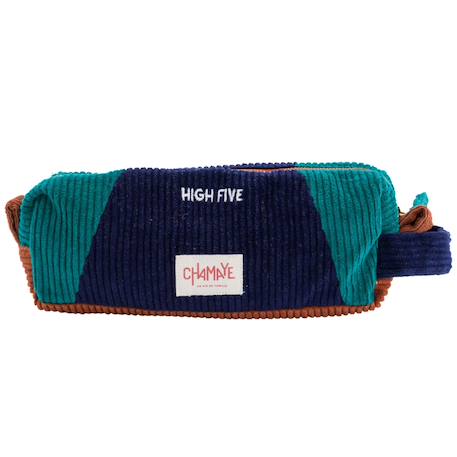 Trousse scolaire en velours high five Bleu marine+Rose 3 - vertbaudet enfant 