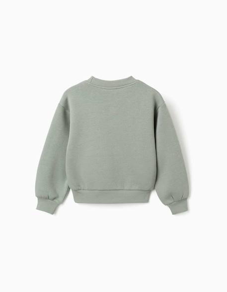Sweat en coton peigné avec imprimé en relief de fleurs Vert 2 - vertbaudet enfant 