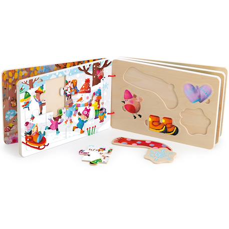 Livre puzzles en bois Bleu+Jaune+Orange 14 - vertbaudet enfant 