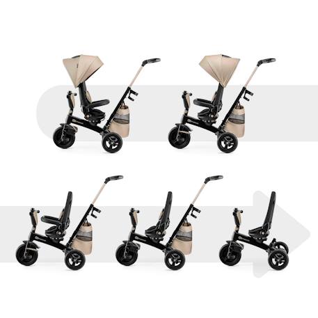 Tricycle Évolutif Kinderkraft EASYTWIST 5 en 1 avec Siège Rotatif 360°, Roues PU Increvables et Capote UPF50+ Beige+Gris+Noir+Rose+Vert 2 - vertbaudet enfant 