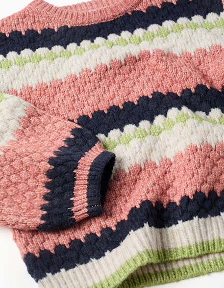 Pull en maille à rayures Rose 3 - vertbaudet enfant 