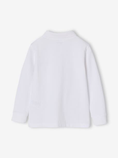 Polo manches longues garçon blanc+bleu ardoise 2 - vertbaudet enfant 
