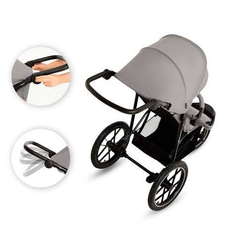 Poussette Tout-Terrain Kinderkraft HELSI 2 avec 3 Roues Gonflables Amorties, Dossier Allongé et Poignée Réglable Gris+Noir 5 - vertbaudet enfant 