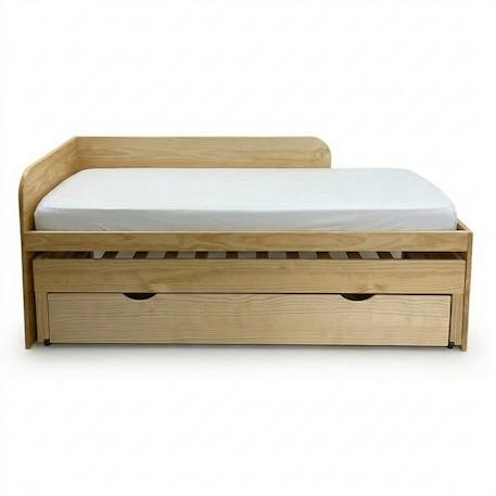Lit gigogne avec tiroir bois massif noha Blanc+Blanc et bois+Bois 16 - vertbaudet enfant 