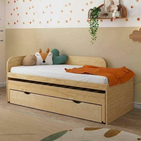 Pack lit gigogne avec tiroir et matelas bois massif noha Blanc+Blanc et bois+Bois 14 - vertbaudet enfant 
