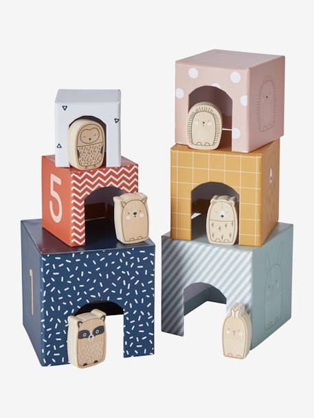 Tour de cubes + animaux en bois multicolore 1 - vertbaudet enfant 
