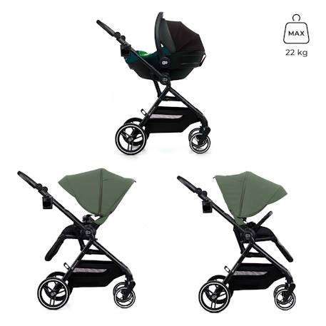 Poussette Kinderkraft YOXI réversible face ou dos route, pliage avec siège, roues increvables et accessoires inclus Beige+Gris+Noir+Vert 20 - vertbaudet enfant 
