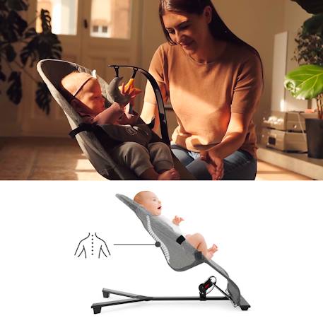 Balancelle électrique bébé 2 en 1 avec fonction transat Beige+Bleu marine+Grey+Gris clair+Gris foncé+Rose poudré 14 - vertbaudet enfant 