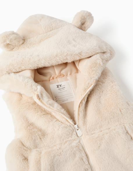 Gilet sans manches en peluche douce synthétique à capuche Blanc 3 - vertbaudet enfant 