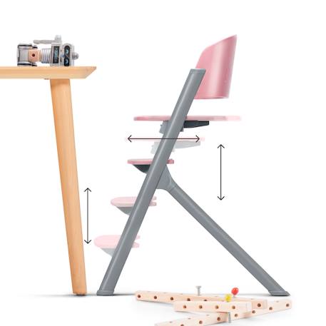 Chaise Haute Évolutive Kinderkraft LIVY 3 en 1 avec Assise Réglable, Repose-Pieds Ajustable et Charge jusqu’à 110 kg Gris+Rose 10 - vertbaudet enfant 