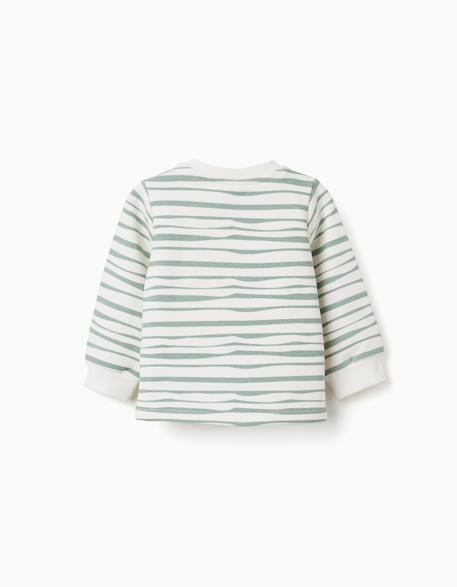 Sweat en coton peigné à rayures Blanc 2 - vertbaudet enfant 