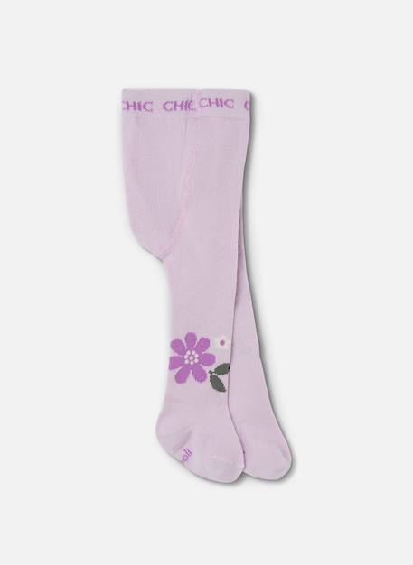 Collants bébé imprimé fleurs Violet 1 - vertbaudet enfant 