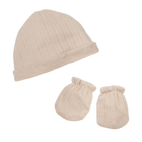 Lot bonnet et moufles naissance Beige 1 - vertbaudet enfant 