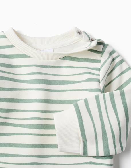 Sweat en coton peigné à rayures Blanc 3 - vertbaudet enfant 
