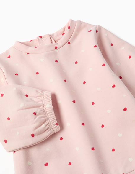 Sweat en coton peigné avec motif cœur Rose 3 - vertbaudet enfant 