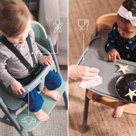 Chaise Haute Évolutive Kinderkraft LIVY 3 en 1 avec Assise Réglable, Repose-Pieds Ajustable et Charge jusqu’à 110 kg Gris+Rose 11 - vertbaudet enfant 
