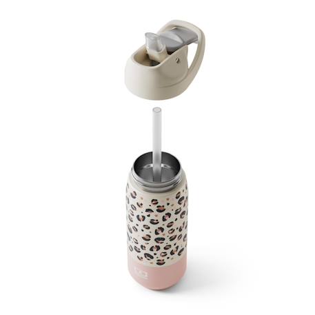 Gourde isotherme avec paille 550ml slide m Bleu camo+Rose leopard 7 - vertbaudet enfant 
