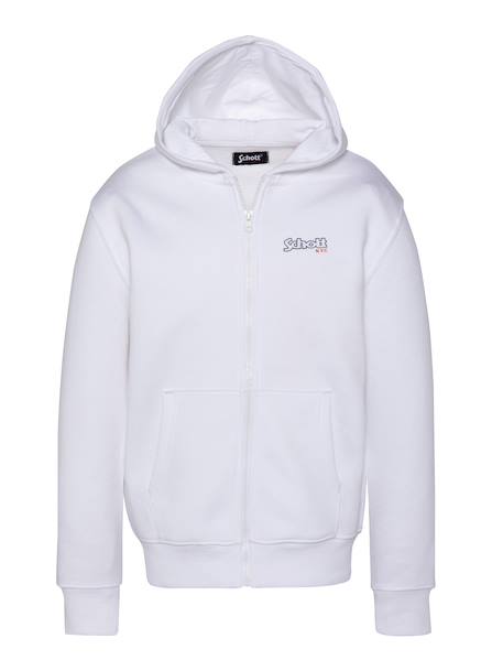 Sweatshirt zippé à capuche Blanc+Bleu jean+Orange 1 - vertbaudet enfant 