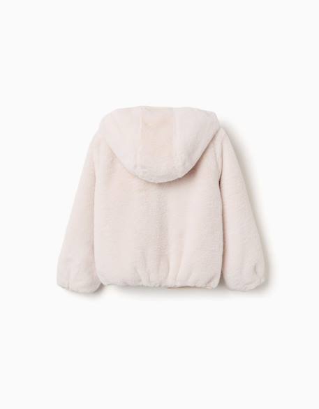 Veste en peluche à capuche et poches Beige clair 2 - vertbaudet enfant 