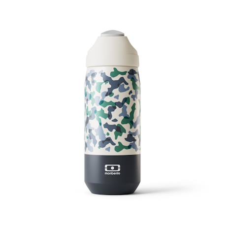 Gourde isotherme avec paille 550ml slide m Bleu camo+Rose leopard 4 - vertbaudet enfant 