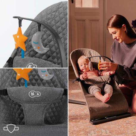 Balancelle électrique bébé 2 en 1 avec fonction transat Beige+Bleu marine+Grey+Gris clair+Gris foncé+Rose poudré 17 - vertbaudet enfant 