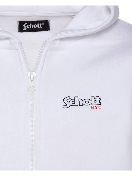 Sweatshirt zippé à capuche Blanc+Bleu jean+Orange 2 - vertbaudet enfant 