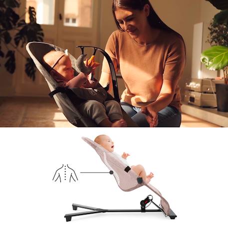 Balancelle électrique bébé 2 en 1 avec fonction transat Beige+Bleu marine+Grey+Gris clair+Gris foncé+Rose poudré 32 - vertbaudet enfant 
