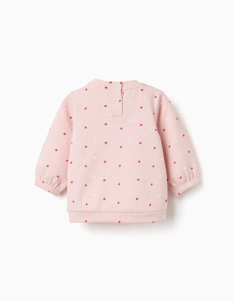 Sweat en coton peigné avec motif cœur Rose 2 - vertbaudet enfant 