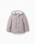 Doudoune floral avec capuche et doublure en peluche douce synthétique Beige clair 1 - vertbaudet enfant 