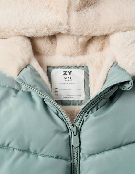 Doudoune avec capuche et doublure en peluche douce synthétique Vert 4 - vertbaudet enfant 