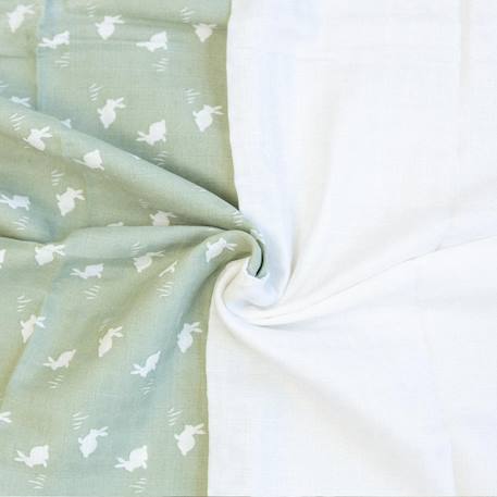 Lot de  3 langes bébé - motif lapin Vert 6 - vertbaudet enfant 