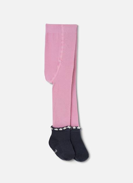 Collants avec détail floral à la cheville Rose 1 - vertbaudet enfant 