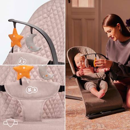 Balancelle électrique bébé 2 en 1 avec fonction transat Beige+Bleu marine+Grey+Gris clair+Gris foncé+Rose poudré 35 - vertbaudet enfant 