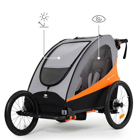 Remorque Vélo NAVA 3 en 1 avec Fonction Poussette Jogging, Roues Gonflables et Suspension Réglable Bleu+Orange 11 - vertbaudet enfant 