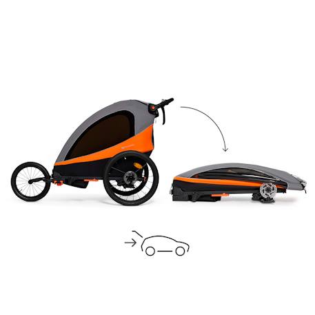 Remorque Vélo NAVA 3 en 1 avec Fonction Poussette Jogging, Roues Gonflables et Suspension Réglable Bleu+Orange 9 - vertbaudet enfant 