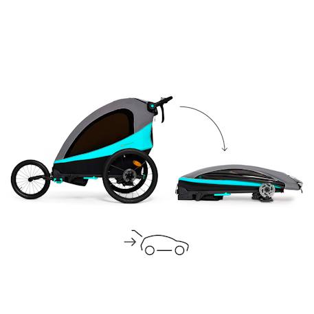 Remorque Vélo NAVA 3 en 1 avec Fonction Poussette Jogging, Roues Gonflables et Suspension Réglable Bleu+Orange 3 - vertbaudet enfant 