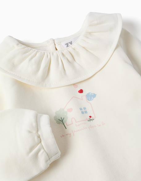 Sweat en coton peigné avec imprimé maison Blanc 3 - vertbaudet enfant 