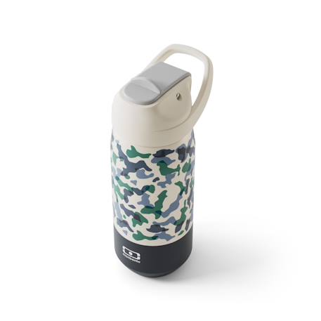 Gourde isotherme avec paille 550ml slide m Bleu camo+Rose leopard 1 - vertbaudet enfant 