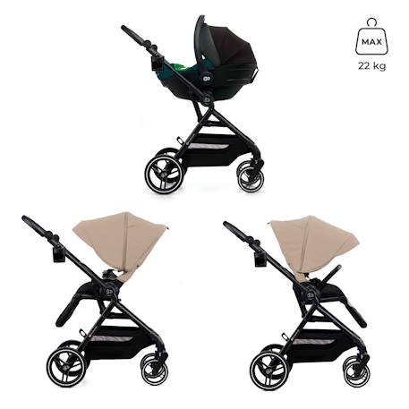 Poussette Kinderkraft YOXI réversible face ou dos route, pliage avec siège, roues increvables et accessoires inclus Beige+Gris+Noir+Vert 2 - vertbaudet enfant 
