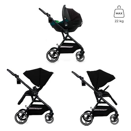 Poussette Kinderkraft YOXI réversible face ou dos route, pliage avec siège, roues increvables et accessoires inclus Beige+Gris+Noir+Vert 14 - vertbaudet enfant 